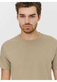 Pako Lorente - PAKO LORENTE – Bawełniany beżowy t-shirt z okrągłym dekoltem. Okazja: na co dzień. Kolor: czerwony, beżowy. Materiał: bawełna. Styl: casual #2