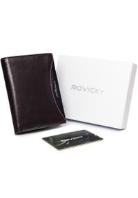 ROVICKY - Portfel męski brązowy z czarną wstawką Rovicky 1502-03-BOR-1157 BRO. Kolor: brązowy, czarny, wielokolorowy. Materiał: skóra