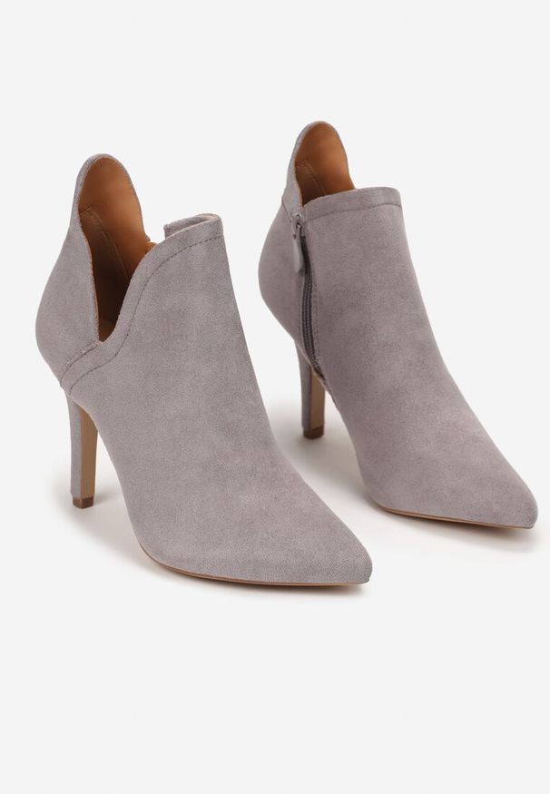 Renee - Szare Botki Khlorassa. Zapięcie: zamek. Kolor: szary. Szerokość cholewki: normalna. Wzór: gładki. Styl: elegancki