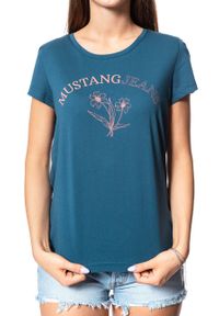 Mustang - MUSTANG T SHIRT DAMSKI Alina C Print Majolica Blue 1008934 5243. Wzór: nadruk #3