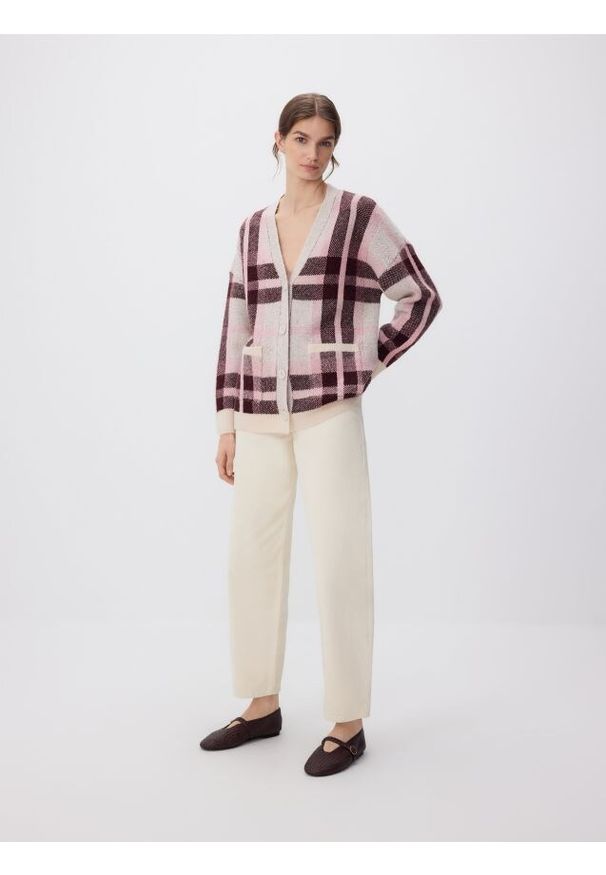 Reserved - Rozpinany kardigan - wielobarwny. Materiał: dzianina, wełna