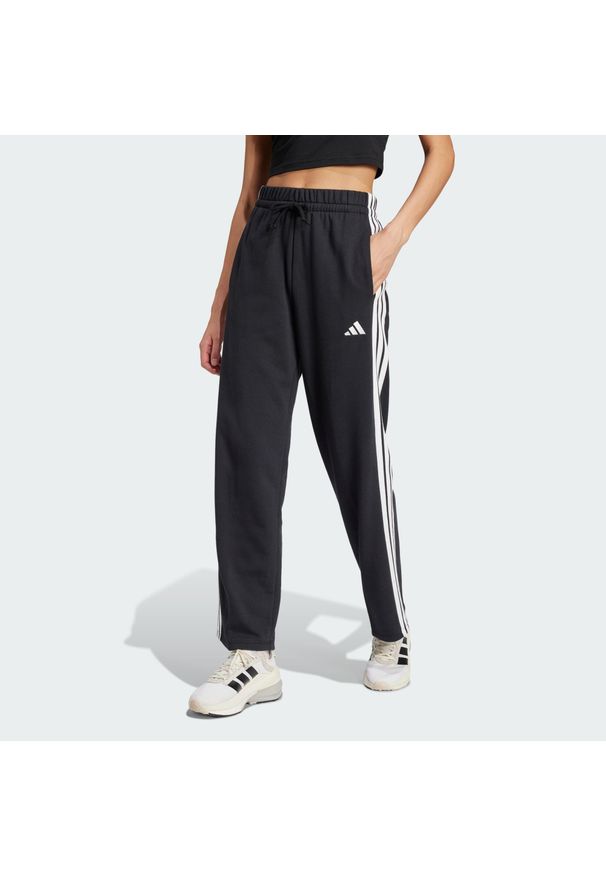 Adidas - Spodnie Essentials 3-Stripes Open Hem French Terry. Kolor: biały, wielokolorowy, czarny. Materiał: materiał