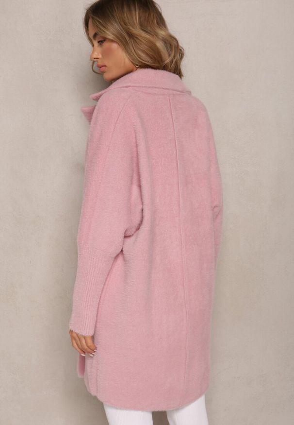 Renee - Różowy Płaszcz z Bawełną Oversize Brumisia. Kolor: różowy. Materiał: bawełna. Długość rękawa: długi rękaw. Długość: długie. Sezon: jesień, zima