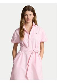 Polo Ralph Lauren Sukienka koszulowa 211935153003 Różowy Regular Fit. Typ kołnierza: polo. Kolor: różowy. Materiał: bawełna. Typ sukienki: koszulowe #4