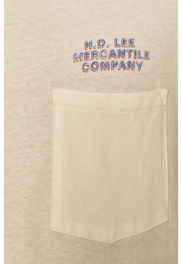 Lee - T-shirt. Okazja: na co dzień. Kolor: beżowy. Materiał: bawełna. Wzór: nadruk. Styl: casual
