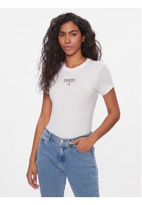 Tommy Jeans Komplet 2 t-shirtów Tjw 2 Pack Slim Essential Logo 1 DW0DW18142 Biały Slim Fit. Kolor: biały. Materiał: bawełna, syntetyk