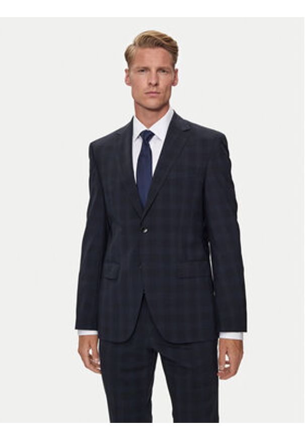 BOSS - Boss Garnitur H-Jeckson 50521676 Granatowy Regular Fit. Kolor: niebieski. Materiał: wełna