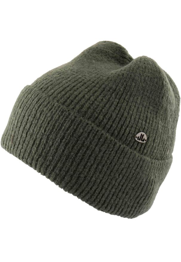 SENZA MARCA - Damski zimowy kapelusz z wełny - Nowoczesny design. Kolor: brązowy, zielony, wielokolorowy. Materiał: akryl, elastan, poliamid. Sezon: zima. Styl: elegancki