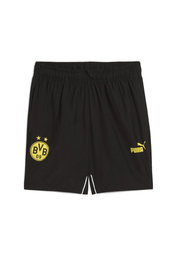 Puma - Męskie szorty Borussia Dortmund ftblARCHIVE PUMA Black Faster Yellow. Kolor: czarny, żółty, wielokolorowy. Wzór: aplikacja