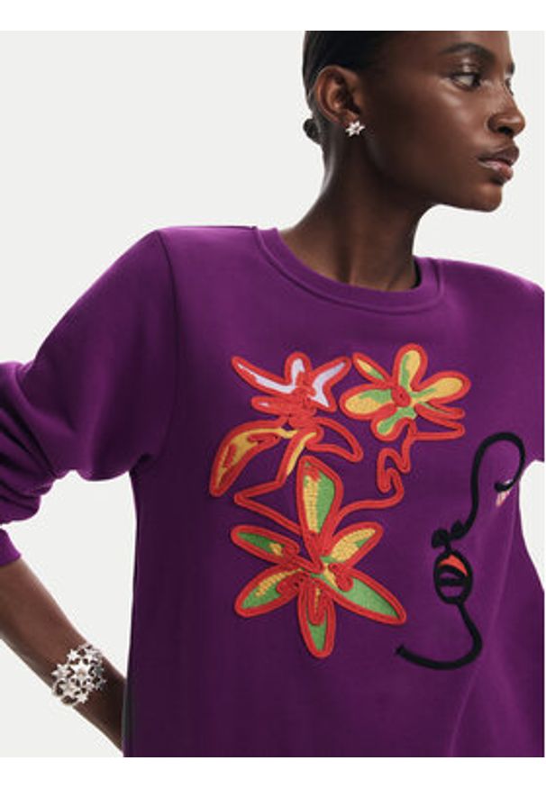 Desigual Bluza Lady 24WWSK16 Fioletowy Regular Fit. Kolor: fioletowy. Materiał: bawełna