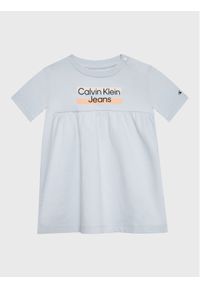 Calvin Klein Jeans Sukienka codzienna Hero Logo IN0IN00065 Szary Regular Fit. Okazja: na co dzień. Kolor: szary. Materiał: bawełna. Typ sukienki: proste. Styl: casual