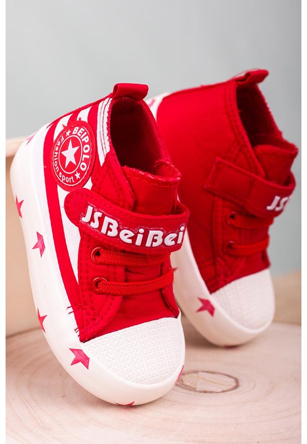 Casu - Czerwone trampki na rzep casu 20w16/r. Zapięcie: rzepy. Kolor: czerwony