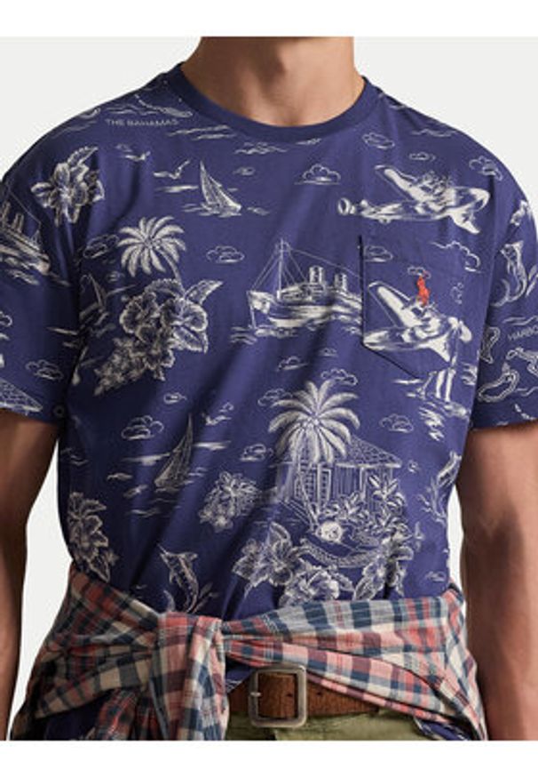 Polo Ralph Lauren T-Shirt 710B16619001 Granatowy Slim Fit. Typ kołnierza: polo. Kolor: niebieski. Materiał: bawełna