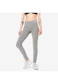 DOMYOS - Legginsy fitness damskie Domyos slim. Kolor: szary. Materiał: materiał, elastan, bawełna. Długość: długie. Sport: fitness