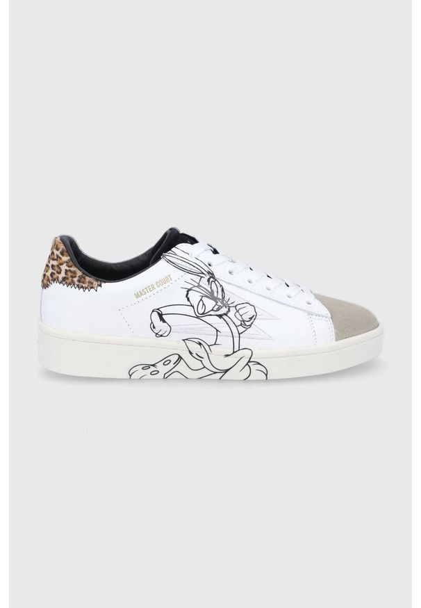 MOA Concept - Buty skórzane x Disney. Nosek buta: okrągły. Zapięcie: sznurówki. Kolor: biały. Materiał: skóra. Wzór: motyw z bajki