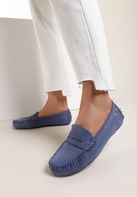 Renee - Niebieskie Mokasyny Lithiche. Zapięcie: bez zapięcia. Kolor: niebieski. Materiał: skóra. Szerokość cholewki: normalna. Wzór: aplikacja. Styl: klasyczny #5