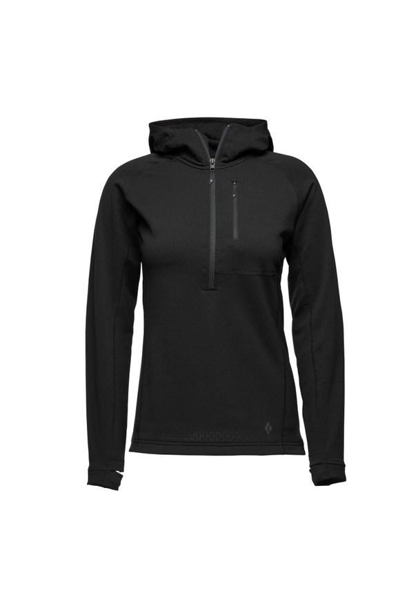 Bluza damska z kapturem Black Diamond Coefficient QZ. Typ kołnierza: kaptur. Kolor: czarny. Sezon: zima. Sport: wspinaczka, narciarstwo