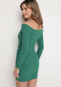 Born2be - Zielona Koktajlowa Asymetryczna Sukienka z Kopertowym Dekoltem Zaidelle. Okazja: na imprezę. Typ kołnierza: dekolt kopertowy. Kolor: zielony. Typ sukienki: asymetryczne, kopertowe. Styl: wizytowy #6