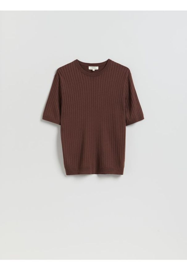 Reserved - T-shirt z dodatkiem CIRCULOSE® - brązowy. Kolor: brązowy. Materiał: wiskoza