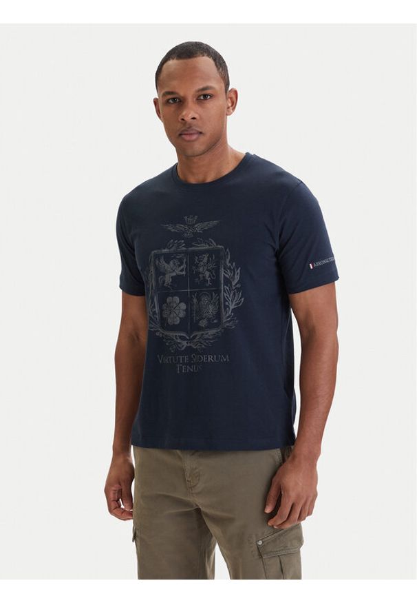 Aeronautica Militare T-Shirt 261TS2540UJ00727 Granatowy Regular Fit. Kolor: niebieski. Materiał: bawełna