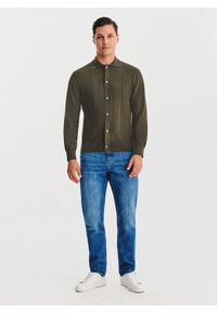 Pako Lorente - PAKO LORENTE - Bawełniany kardigan w kolorze zielonym. Okazja: na co dzień. Typ kołnierza: polo. Kolor: niebieski, zielony. Materiał: bawełna. Sezon: jesień. Styl: casual #2