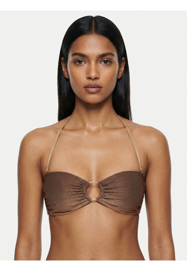 Guess Góra od bikini E6GJ12 KF600 Brązowy. Kolor: brązowy. Materiał: syntetyk