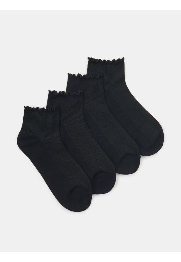 Sinsay - Skarpetki z falbaną 4 pack - czarny. Kolor: czarny