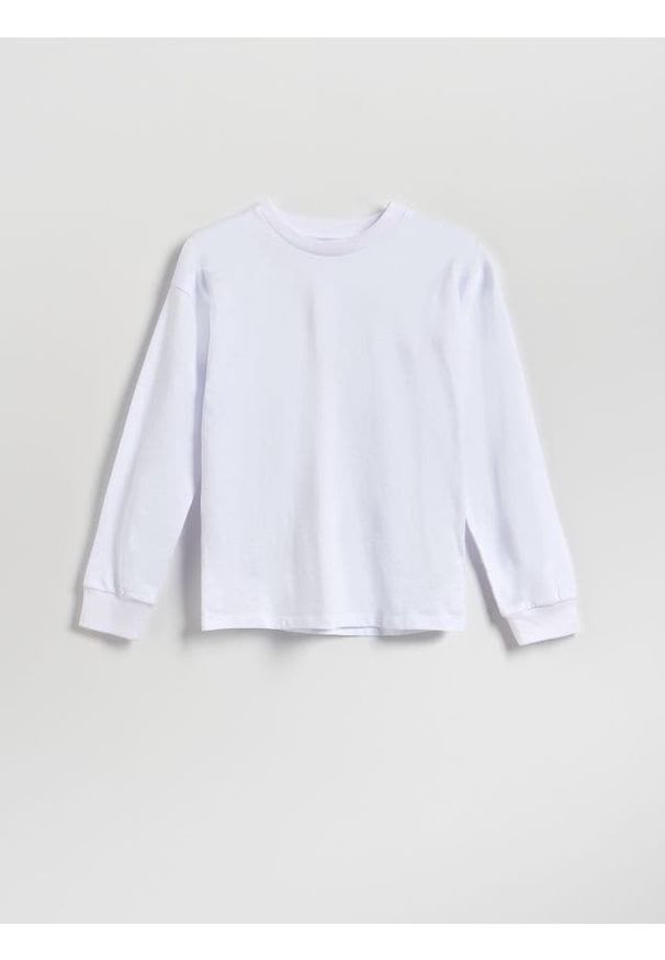 Reserved - Bawełniany longsleeve - biały. Kolor: biały. Materiał: bawełna. Długość rękawa: długi rękaw