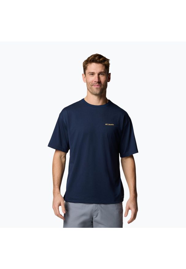 columbia - Koszulka męska Columbia Cedar Trail Back Graphic Tee. Kolor: niebieski. Sport: turystyka piesza