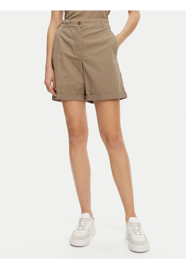 TOMMY HILFIGER - Tommy Hilfiger Szorty materiałowe WW0WW42457 Beżowy Regular Fit. Kolor: beżowy. Materiał: bawełna, lyocell