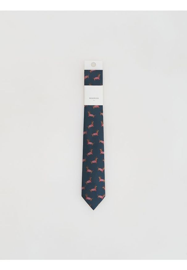 Reserved - Świąteczny krawat - granatowy. Kolor: niebieski. Styl: wizytowy
