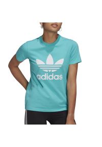 Adidas - Koszulka adidas Adicolor Classics Trefoil Tee HE6869 - niebieska. Kolor: niebieski. Materiał: elastan, bawełna. Długość rękawa: krótki rękaw. Długość: krótkie. Wzór: aplikacja