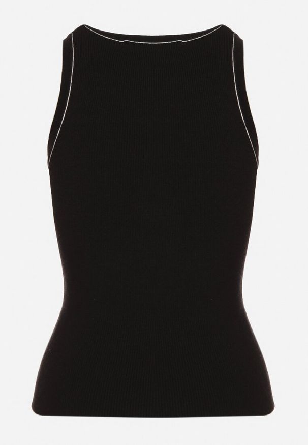 Born2be - Czarno-Beżowy Top z Modalem i Wiskozą Sanilatia. Okazja: na co dzień. Kolor: czarny. Materiał: wiskoza. Sezon: lato, wiosna. Styl: elegancki, casual