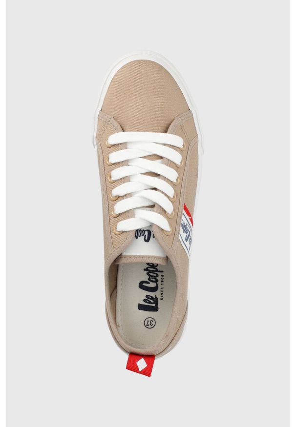 Lee Cooper tenisówki damskie kolor beżowy. Zapięcie: sznurówki. Kolor: beżowy. Materiał: guma