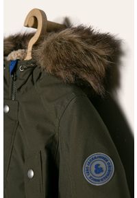 Jack & Jones - Parka dziecięca 128-176 cm. Okazja: na co dzień. Typ kołnierza: kaptur. Kolor: zielony. Materiał: futro. Styl: casual #3