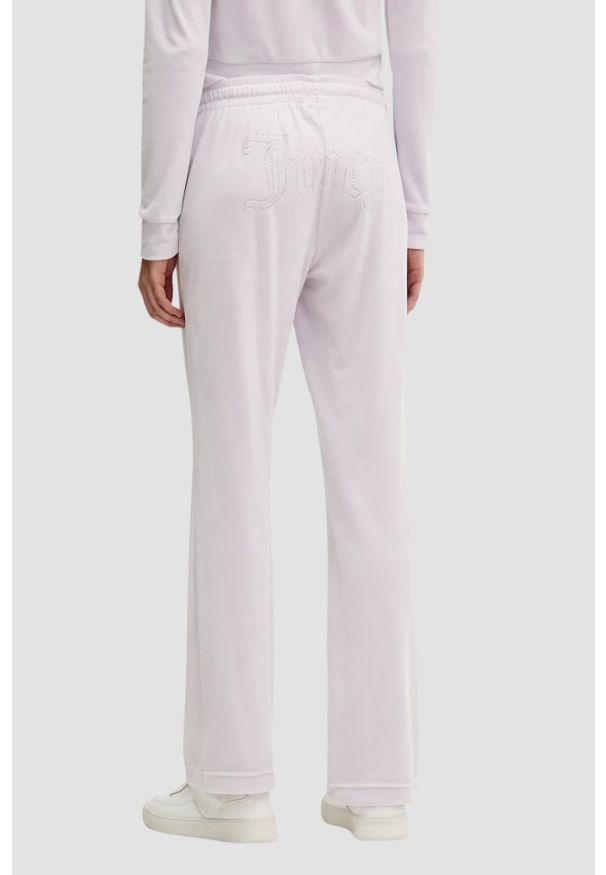 Juicy Couture - JUICY COUTURE Różowe spodnie dresowe damskie z cyrkoniami Tina Outline, Rozmiar XS. Kolor: różowy. Materiał: dresówka