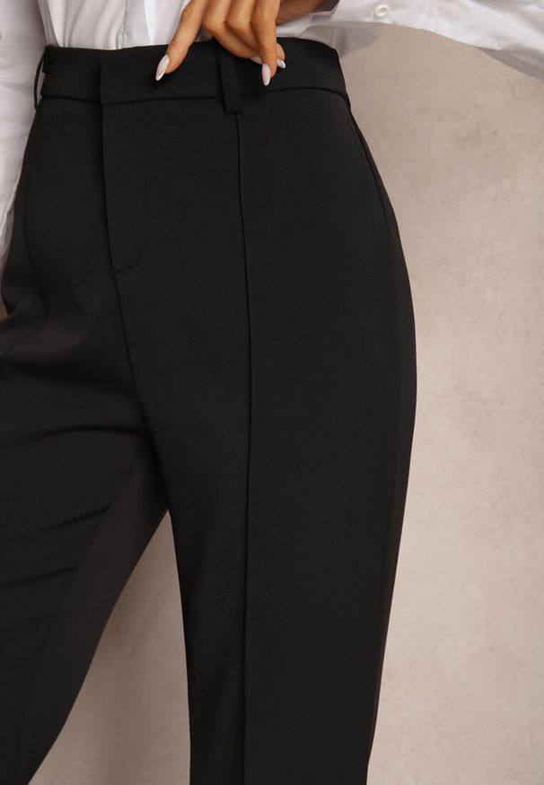 Renee - Czarne Casualowe Spodnie w Stylu Dzwonów High Waist Uinna. Okazja: na co dzień. Stan: podwyższony. Kolor: czarny. Styl: casual