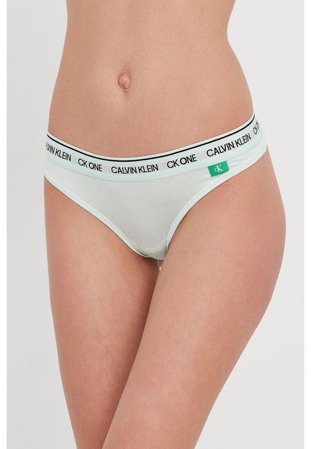 Calvin Klein Underwear Stringi kolor zielony. Kolor: zielony. Materiał: włókno