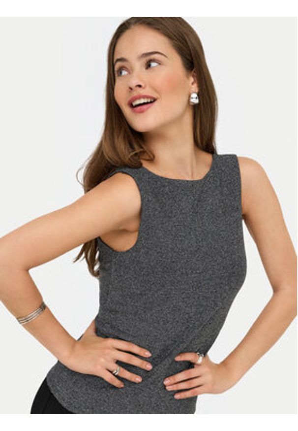 only - ONLY Top Lea 15356494 Szary Regular Fit. Kolor: szary. Materiał: wiskoza