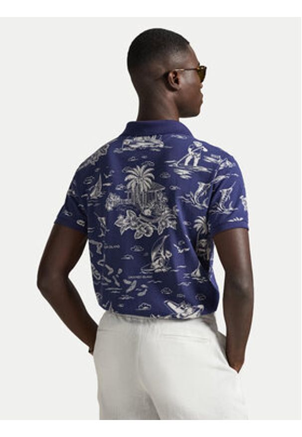 Polo Ralph Lauren Polo 710B13971001 Granatowy Slim Fit. Typ kołnierza: polo. Kolor: niebieski. Materiał: bawełna