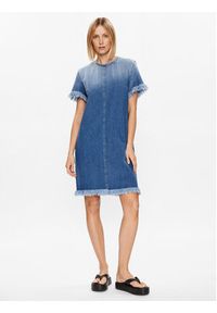 Fabiana Filippi Sukienka jeansowa ABD273B572 Niebieski Regular Fit. Kolor: niebieski. Materiał: bawełna #5