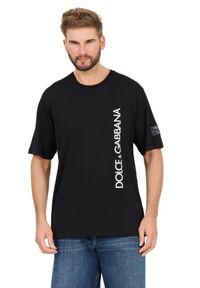 Dolce and Gabbana - DOLCE & GABBANA Czarny męski bawełniany t-shirt, Rozmiar 52. Kolor: czarny. Materiał: bawełna #4