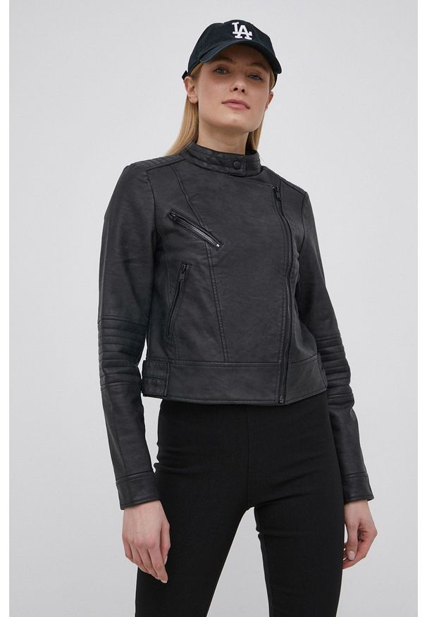 Vero Moda ramoneska damska kolor czarny przejściowa. Okazja: na co dzień. Kolor: czarny. Styl: casual