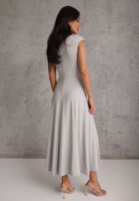 Renee - Szara Sukienka z Bawełny o Rozkloszowanym Kroju z Dzianiny Portulaca. Okazja: na co dzień. Kolor: szary. Materiał: bawełna, dzianina. Typ sukienki: proste, rozkloszowane. Styl: casual #6