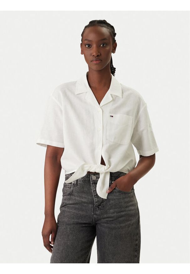 Tommy Jeans Koszula DW0DW22210 Biały Relaxed Fit. Kolor: biały. Materiał: len