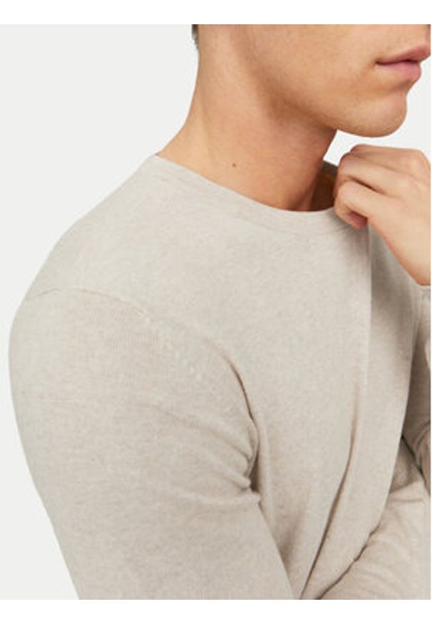 Jack & Jones Sweter Emil 12208364 Beżowy Regular Fit. Kolor: beżowy. Materiał: bawełna