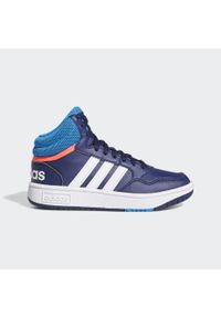 Adidas - Hoops Mid Shoes. Kolor: czarny, niebieski, wielokolorowy. Materiał: tworzywo sztuczne. Sport: turystyka piesza, tenis