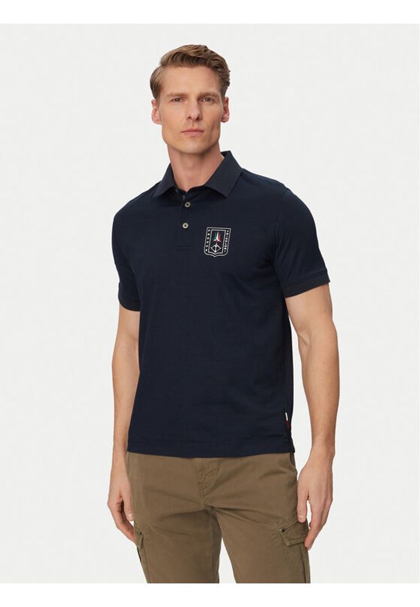 Aeronautica Militare Polo 261PO1917UJ00682 Granatowy Regular Fit. Typ kołnierza: polo. Kolor: niebieski. Materiał: bawełna