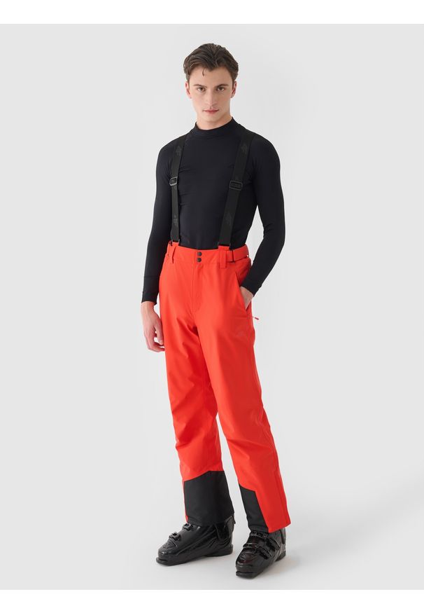 4f - 4F Spodnie narciarskie z szelkami membrana 5000 męskie - czerwone XL. Kolor: czerwony. Materiał: dzianina, materiał, tkanina. Wzór: gładki. Sezon: zima. Sport: narciarstwo