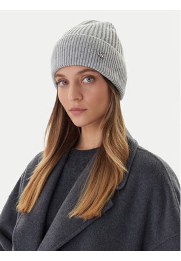 Calvin Klein Czapka Ck Metal Wool Beanie LV04D8032G Szary. Kolor: szary. Materiał: wełna